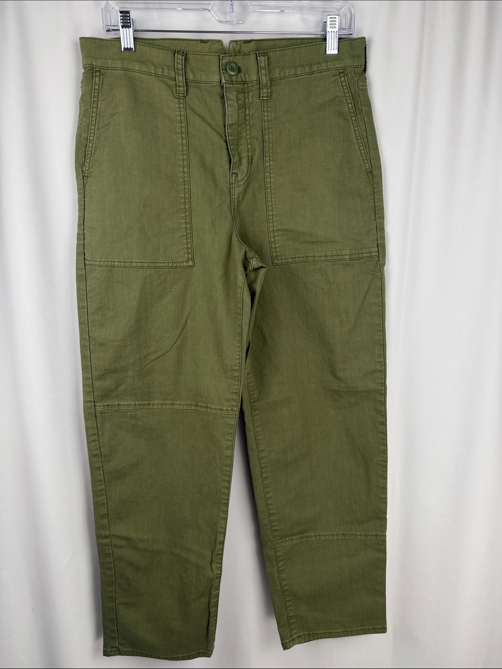 J.Crew Olive Green Utility Cargo Pants Size 29 Cotton Linen High Rise